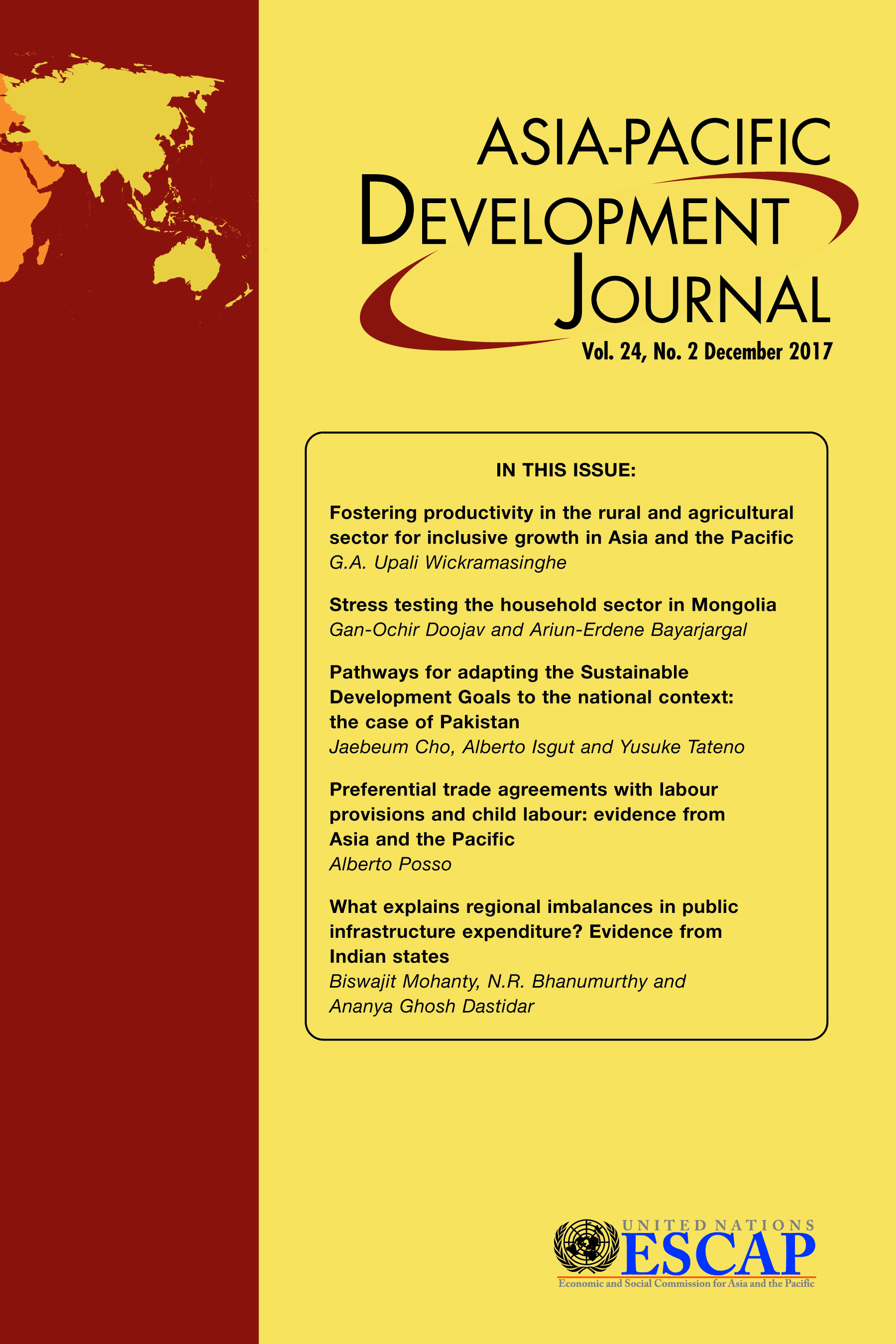 Asia Pacific Development Journal Vol 24 No 2 December 2017 United Nations Escap 